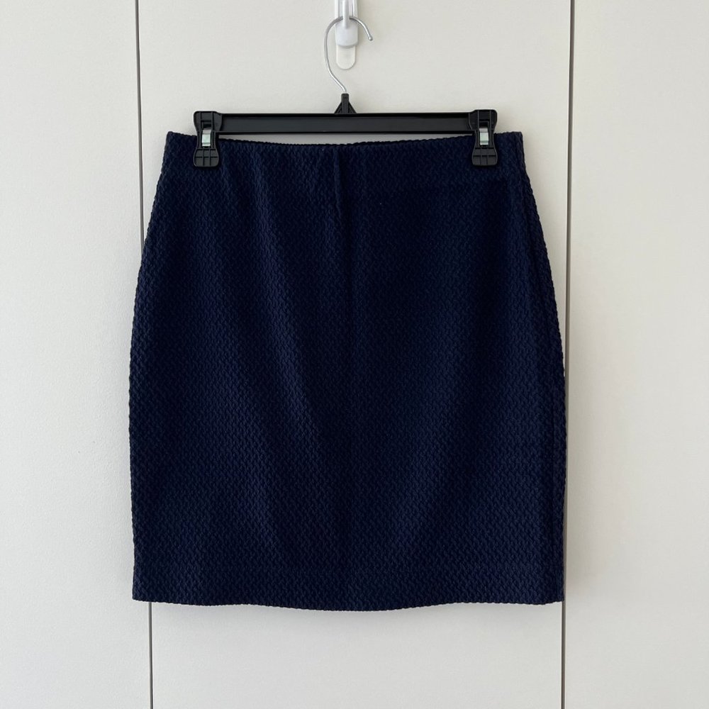 Textured Navy Pencil Skirt